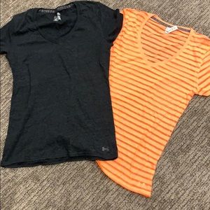2 under armour v neck t shirts
